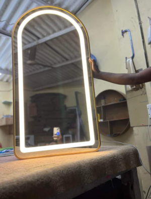 Semi-Circle LED Gloden Frame Mirror