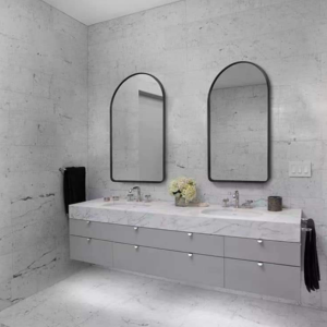 Semi-Circle Black Frame Mirror